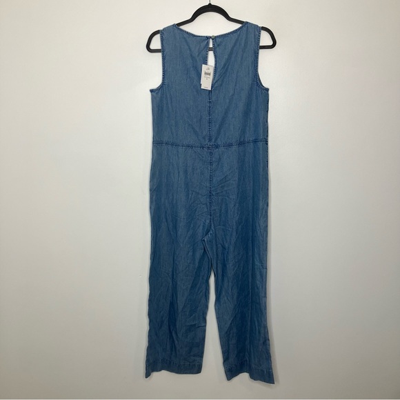 NWT J. JILL Sleeveless Denim Jumpsuit Blue V Neck Small - Picture 2 of 4